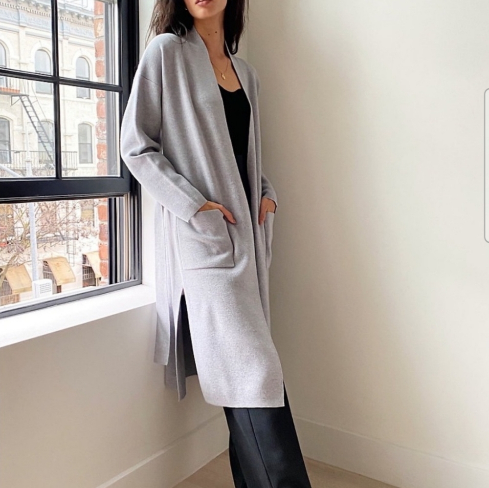 Wilfred Belize Long Knit Cardigan in Light Gray